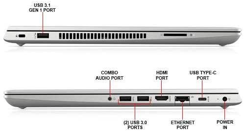 پورت های لپ تاپ HP ProBook 450 G6