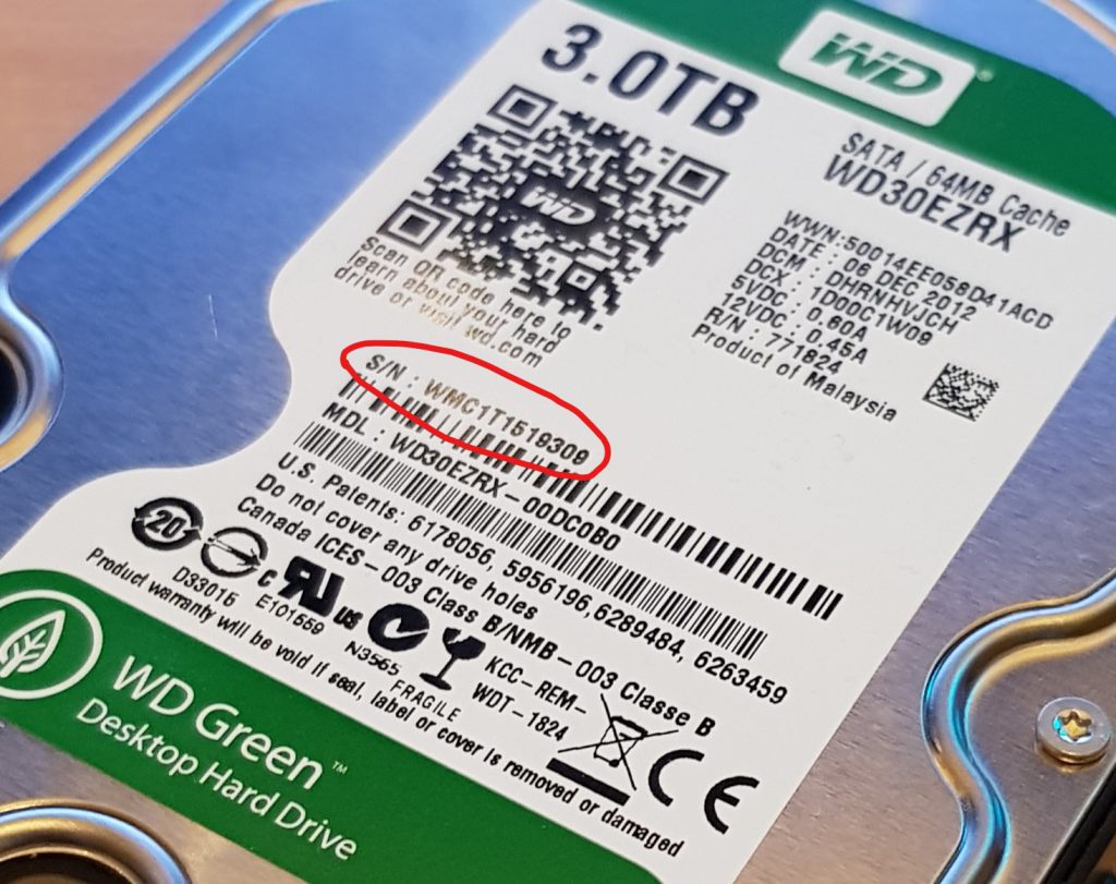 شماره سریال HDD یا SSD