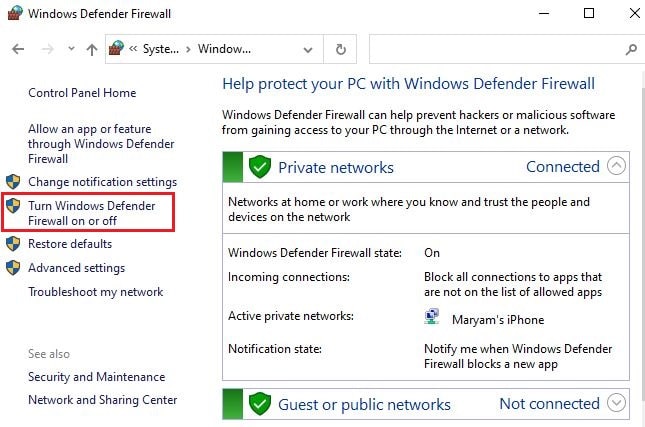 How to turn off Windows Defender Firewall using Control Panel 4 چگونه فایروال ویندوز 10 را غیرفعال کنیم ؟